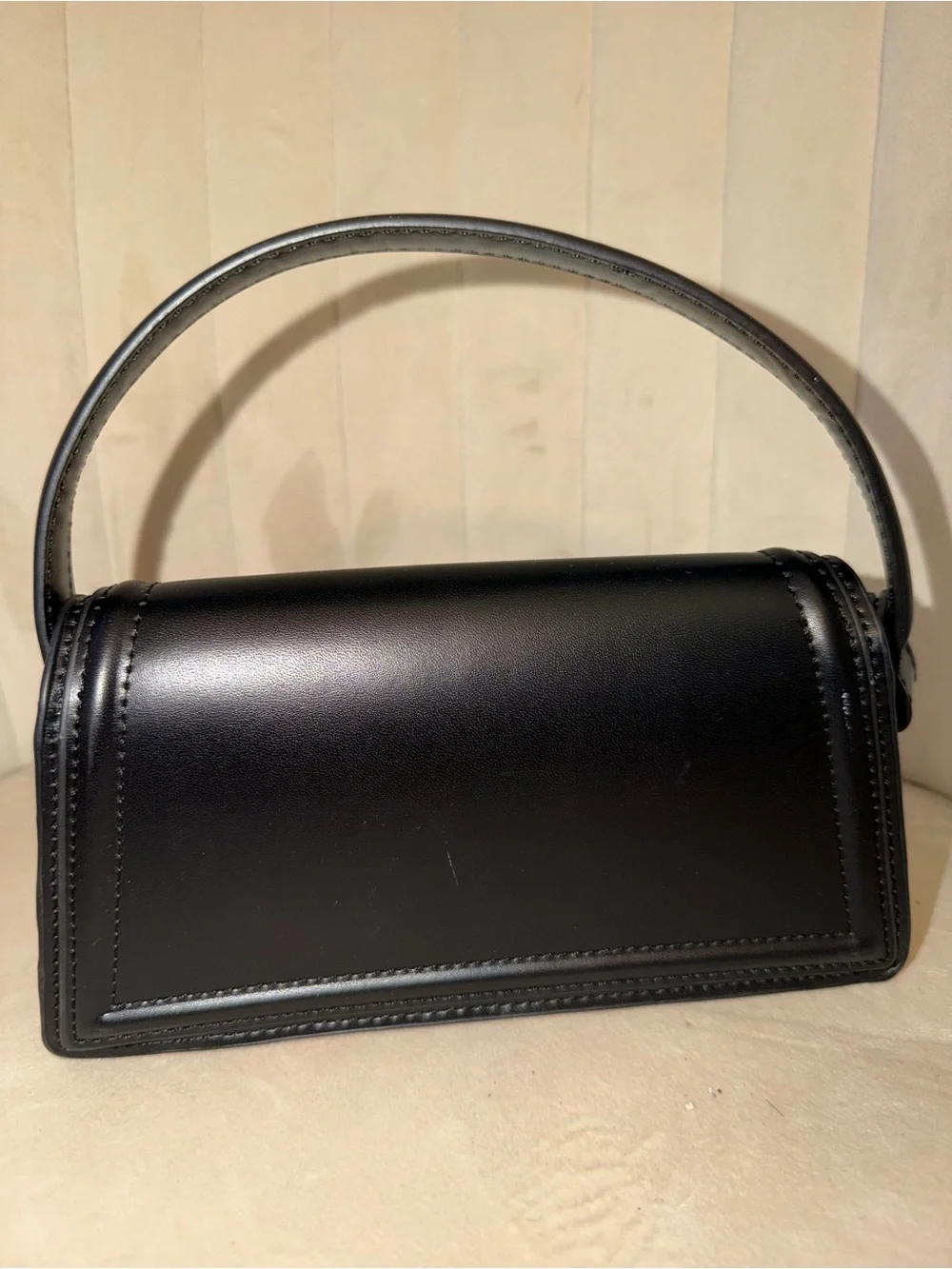 Zara Black Structured Shoulder Bag with Top Handle